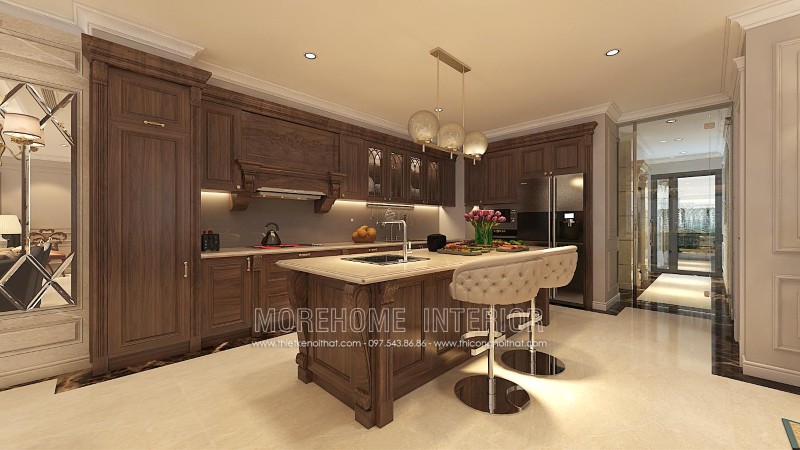 Cùng Morehome chiêm ngưỡng mẫu tủ bếp gỗ óc chó tự nhiên cao cấp nhập khẩu đang làm mưa làm gió trên thị trường nội thất Việt